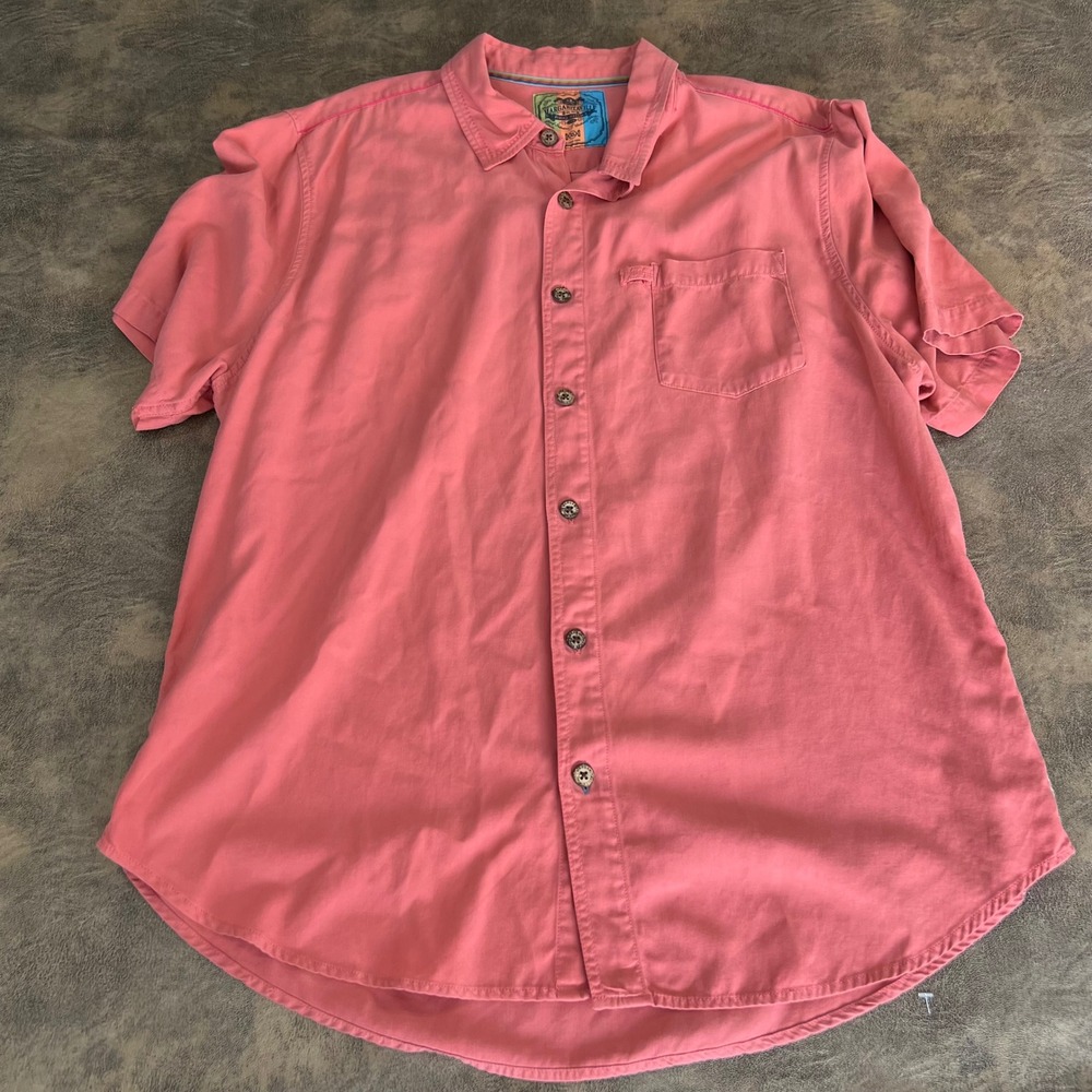 Margaritaville Men’s Coral Pink Short Sleeve Button-Down Shirt